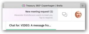 Incoming meeting invitations show up near the upper-right corner in your browser. 